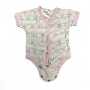 Vintage 90s baby pastel pink and blue tropical fish one piece newborn 0-3 months